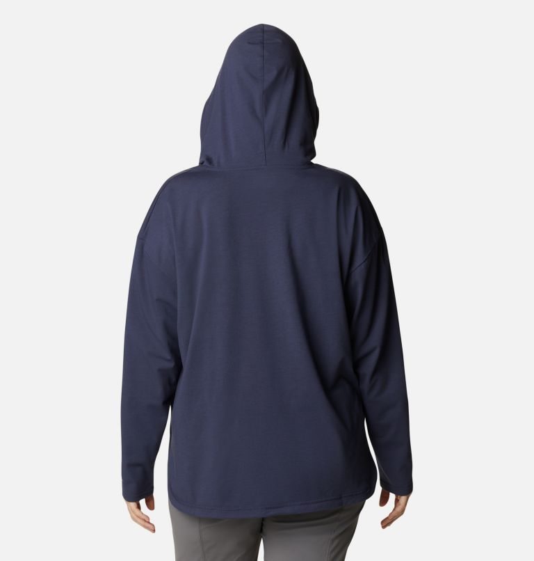 Women's Columbia Sun Trek Pullover Hoodie Navy | Plus Size CA-UA413